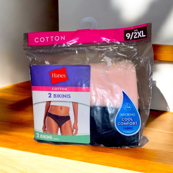 BRAND NEW Women’s Hanes Cotton Bikini Underwear 2-Pack SIZE 9/2XL - Picture 1 of 2